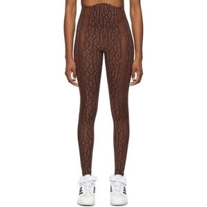 adidas x IVY PARK Burgundy Monogram Sheer Panel Leggings. Size L.